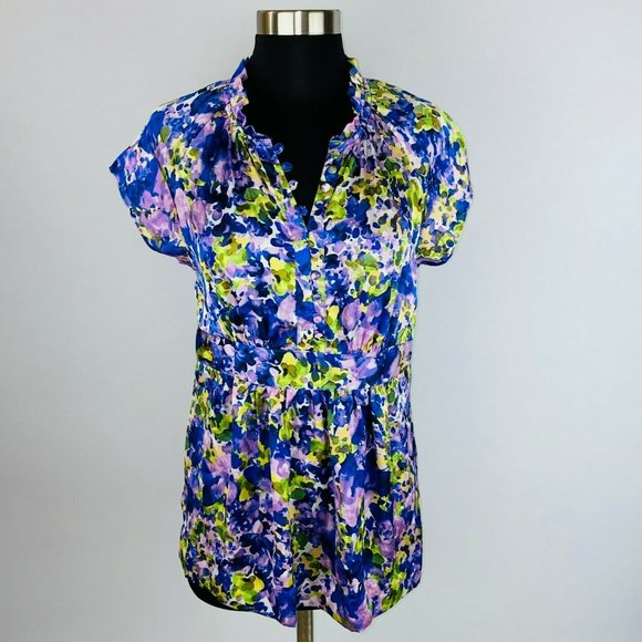 Apt. 9 Tops - Apt 9 Womens Small S Abstract Watercolor Print Popover Fitted Front Waist Top